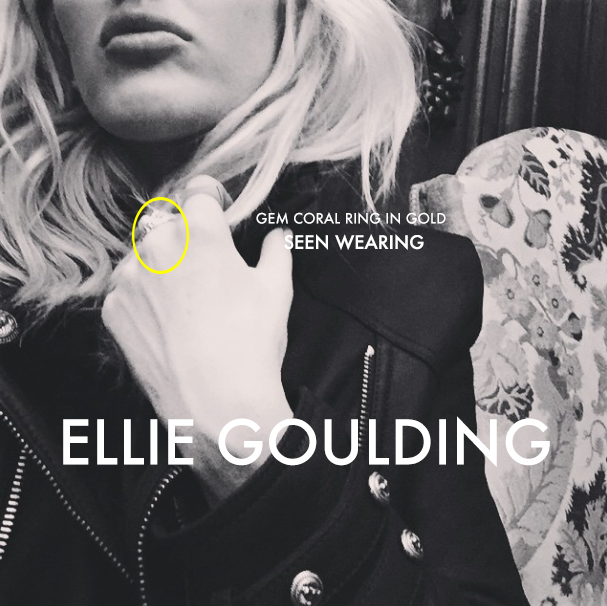 Ellie Goulding Wearing Lenique Louis Gem Stone Gold Ring Lenique Louis
