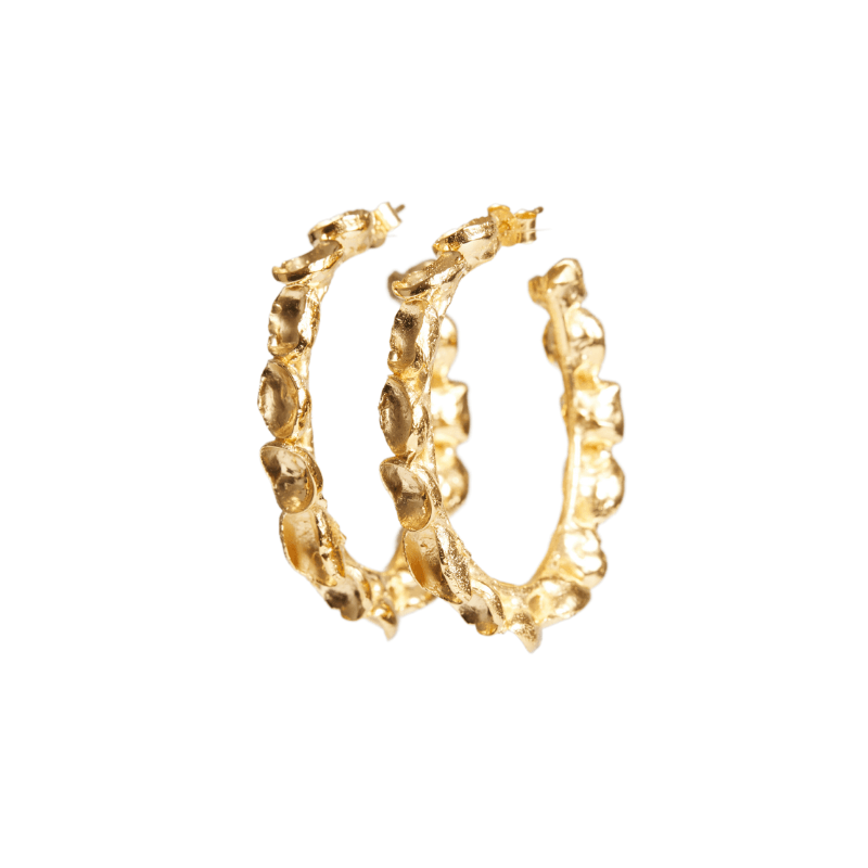 MEDIUM GOLD POD HOOPS Lenique Louis