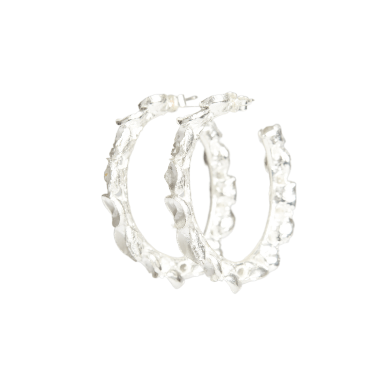 MEDIUM SILVER POD HOOPS Lenique Louis