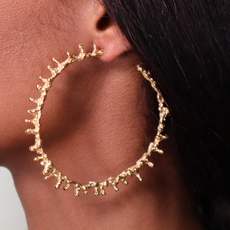 EXTRA LARGE GOLD SPINE HOOPS Lenique Louis