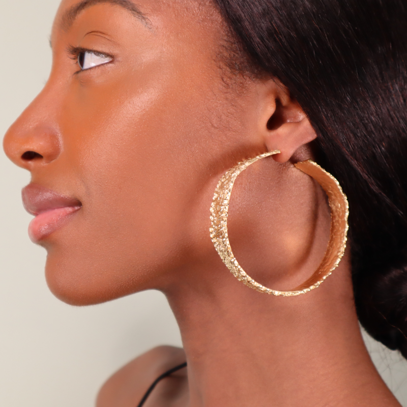 Hammered Large Gold Hoops Lenique Louis