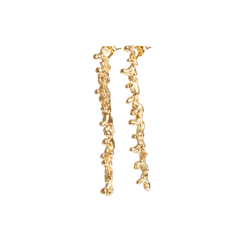 SPINE GOLD LONG DROP EARRINGS Lenique Louis