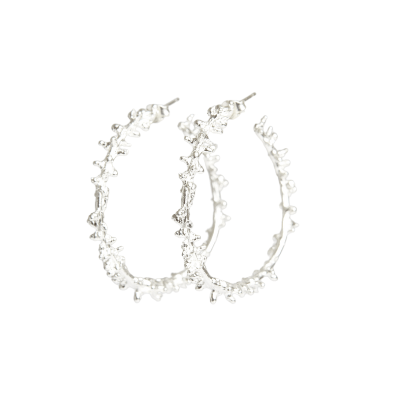 FAIRMINED SOLID WHITE GOLD MEDIUM SPINE HOOPS Lenique Louis