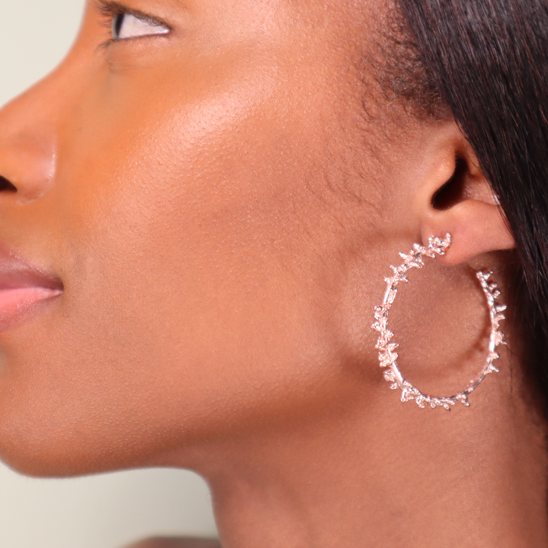 Medium  Rose Gold Spine Hoop Earrings Lenique Louis