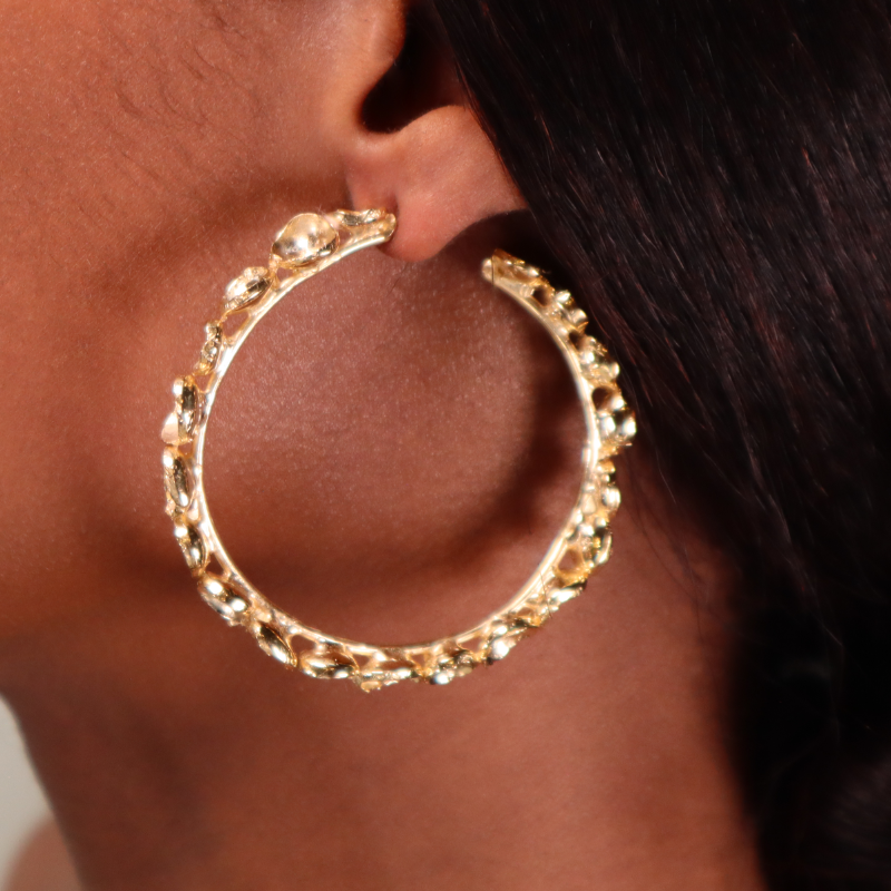 LARGE GOLD POD HOOPS Lenique Louis