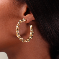 MEDIUM GOLD POD HOOPS Lenique Louis