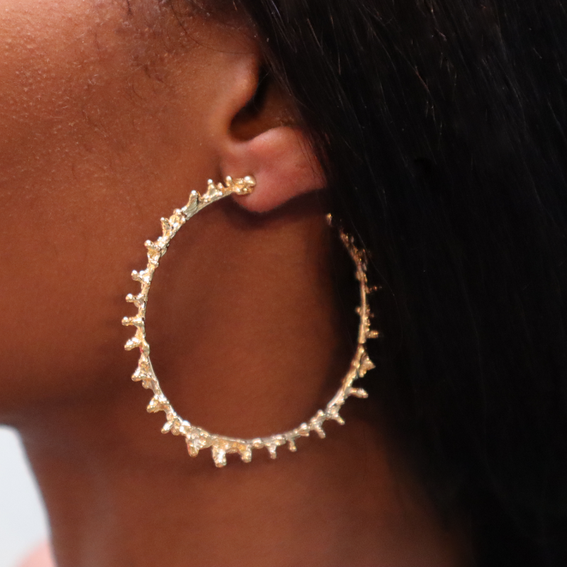 Gold Spine Hoop Earrings Lenique Louis