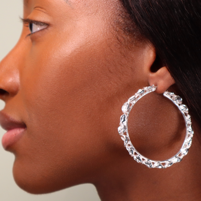 LARGE SILVER POD HOOPS Lenique Louis