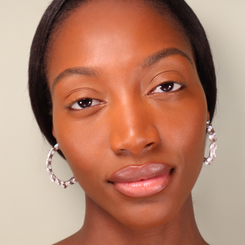 MEDIUM SILVER POD HOOPS Lenique Louis