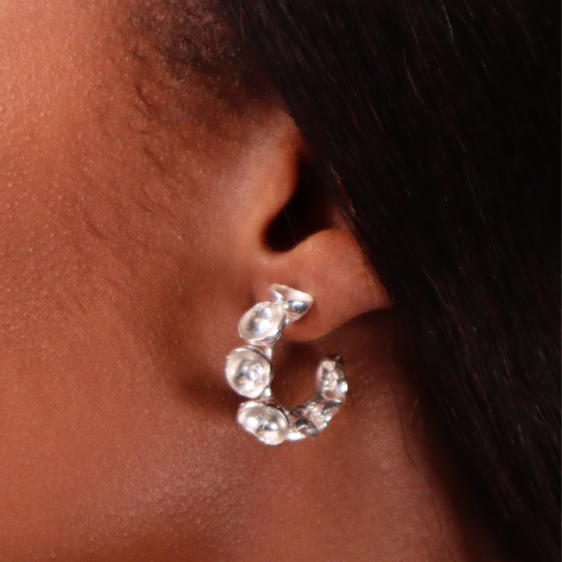 SMALL SILVER PODS HOOPS Lenique Louis