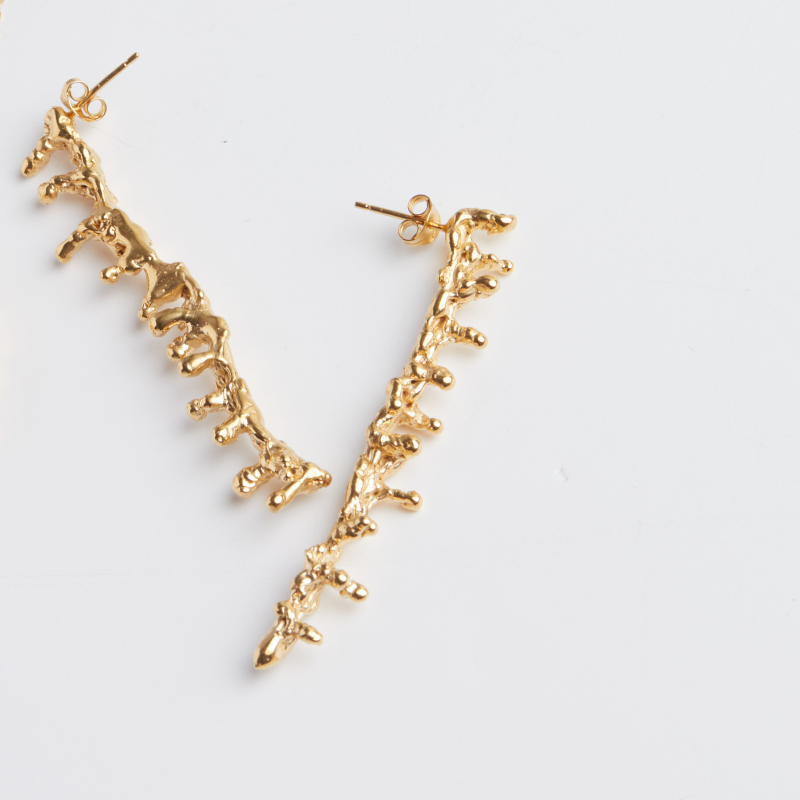 SPINE GOLD TRAIL LONG EARRINGS Lenique Louis