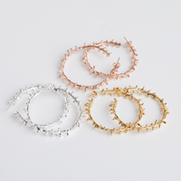 Gold Spine Hoop Earrings Medium Lenique Louis