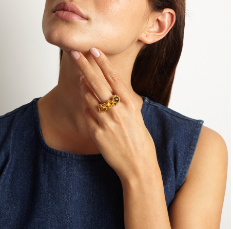 Fossil Pearl Gold Ring Lenique Louis