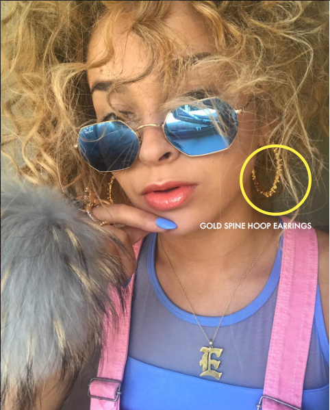Ella Eyre Wearing Large Gold Hoop Earrings By Designer Lenique Louis Lenique Louis