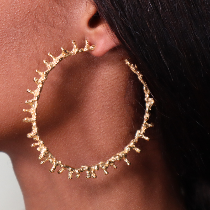 EXTRA LARGE GOLD SPINE HOOPS Lenique Louis 