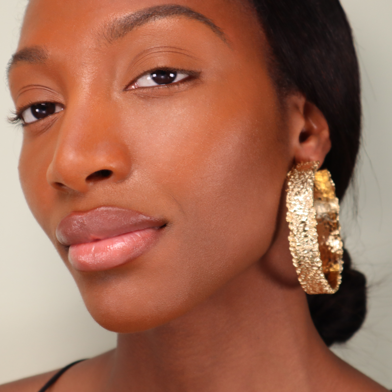 Hammered Large Gold Hoops Lenique Louis 