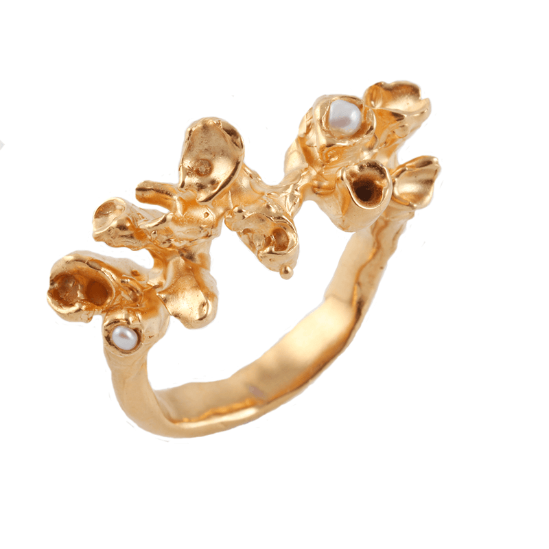 CLUSTER PEARL GOLD RING Lenique Louis
