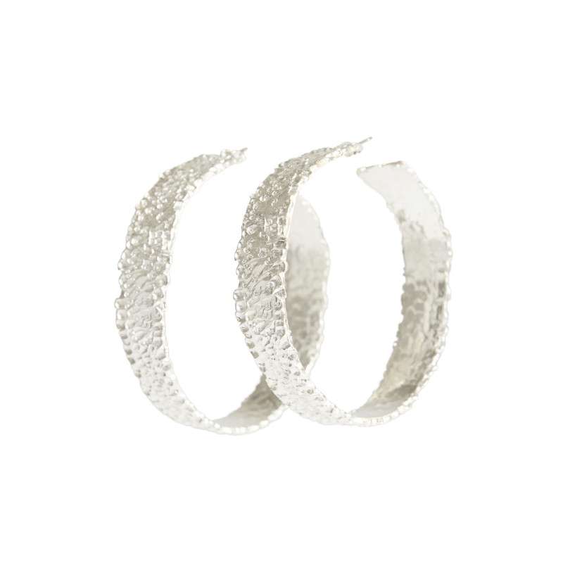 EXTRA LARGE HAMMERED SILVER HOOPS Lenique Louis