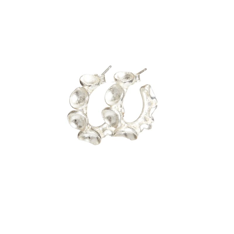 FAIRMINED SOLID WHITE GOLD SMALL PODS HOOPS Lenique Louis