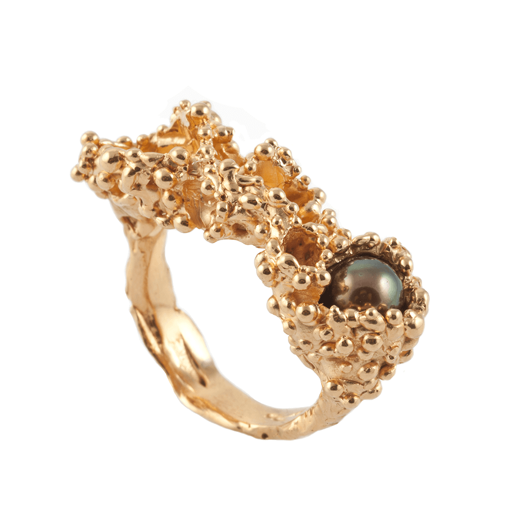 FOSSIL PEARL GOLD RING Lenique Louis
