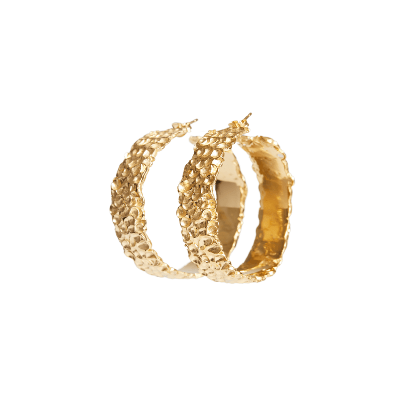LARGE HAMMERED GOLD HOOPS Lenique Louis 