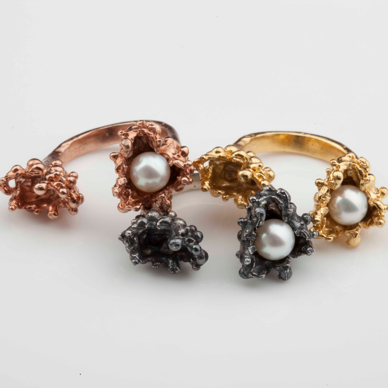 Spine Pearl Rose Gold Ring Lenique Louis