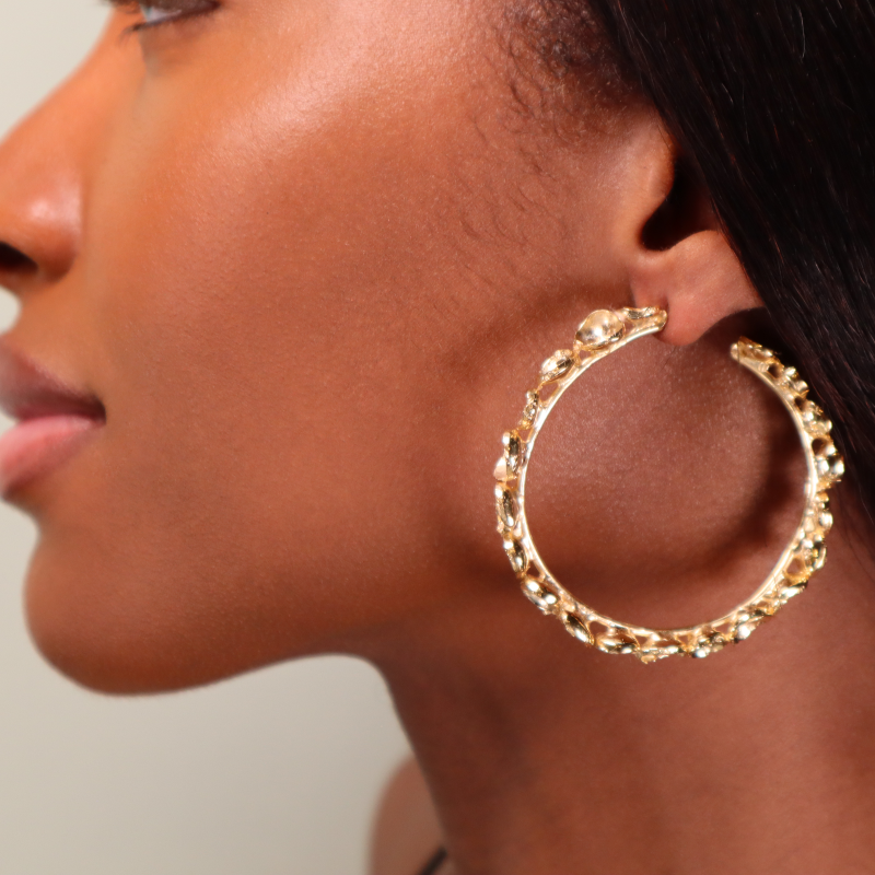 LARGE GOLD POD HOOPS Lenique Louis 