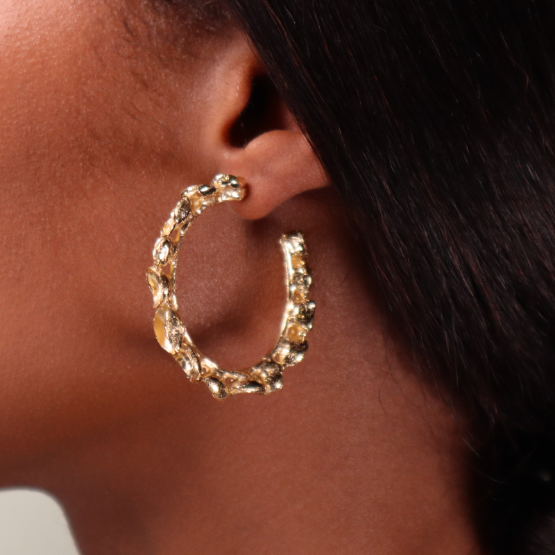 MEDIUM GOLD POD HOOPS Lenique Louis 