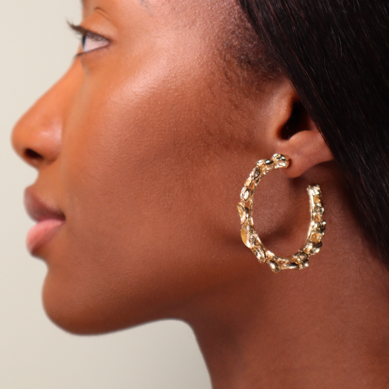 MEDIUM GOLD POD HOOPS Lenique Louis 