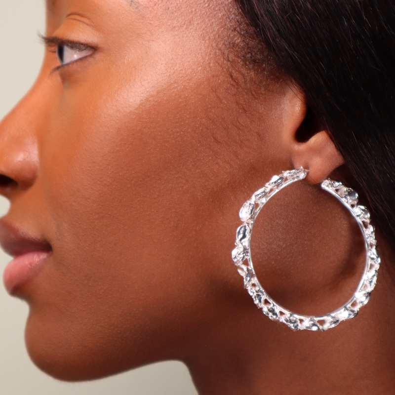 LARGE SILVER POD HOOPS Lenique Louis 