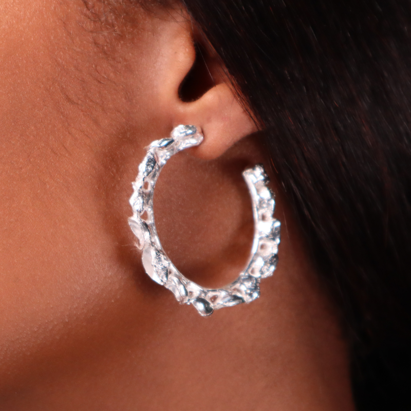 MEDIUM SILVER POD HOOPS Lenique Louis 