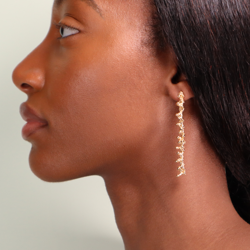 SPINE GOLD TRAIL LONG EARRINGS Lenique Louis 