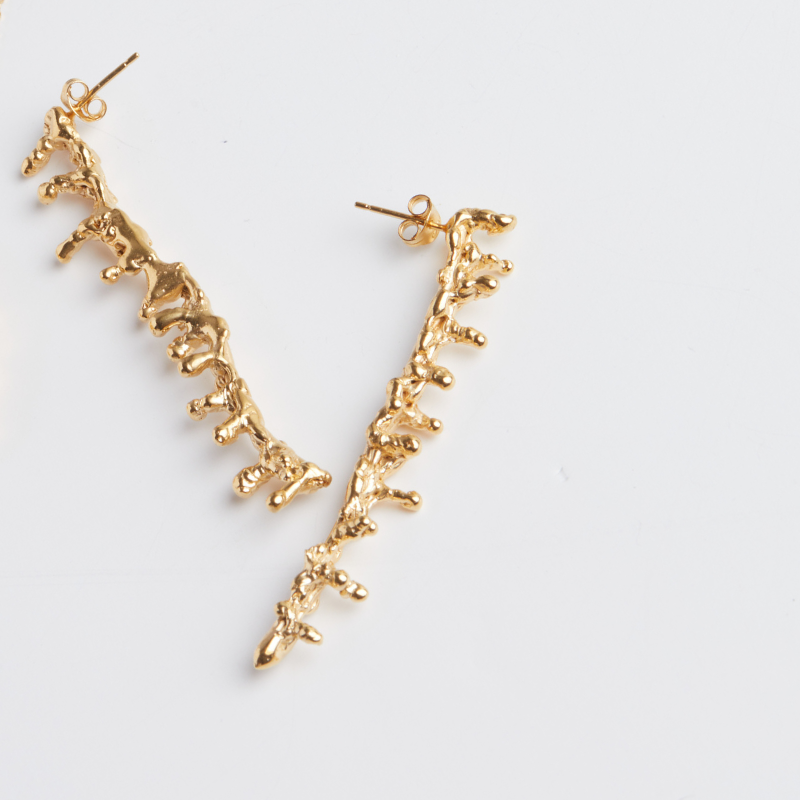 SPINE GOLD TRAIL LONG EARRINGS Lenique Louis 