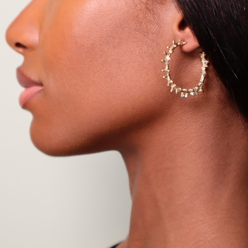 SMALL SPINE GOLD HOOPS Lenique Louis