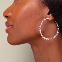 Silver Large Spine Hoop Earrings Lenique Louis