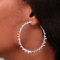 Silver Large Spine Hoop Earrings Lenique Louis