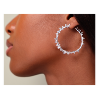 Silver Spine Hoop Earrings Medium Lenique Louis